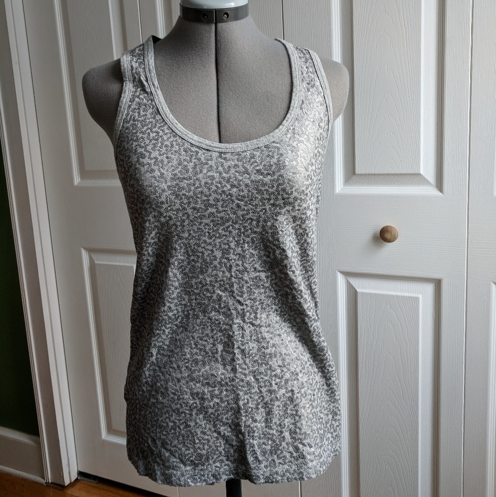 DKNY grey and silver sequins tank top size small